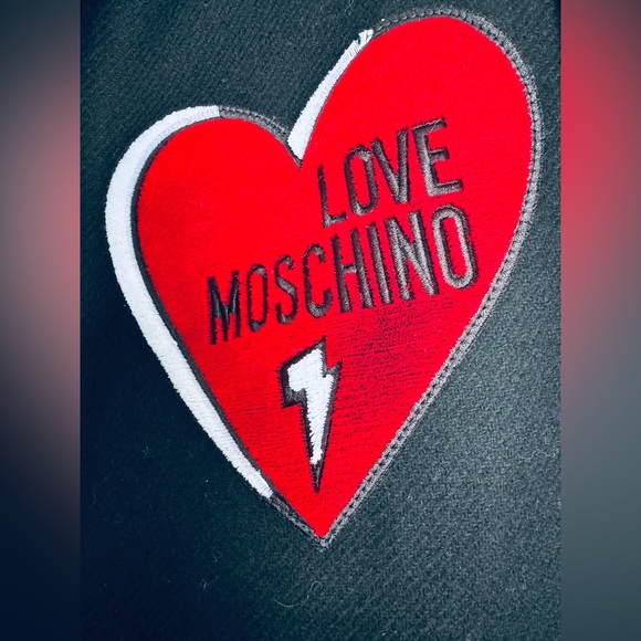 Love Moschino heart padded on chest wool blended black single breast coat - Picture 12 of 17